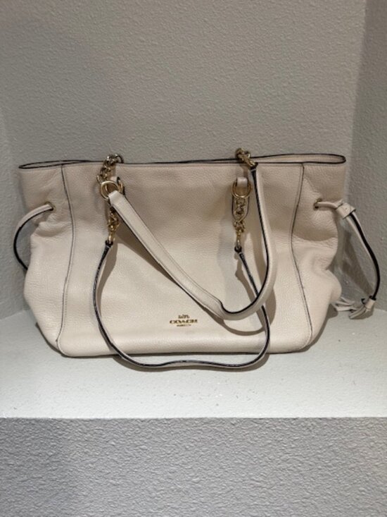 Coach Handbags - Coach Elle Leather Chain Tote Shoulder Bag (Chalk) 72650